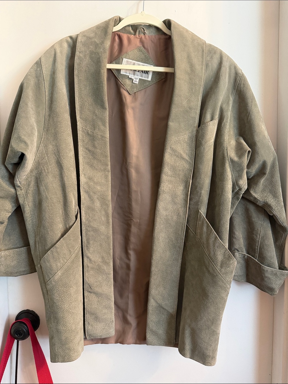vintage braefair leather coat jacket green suede size small womens